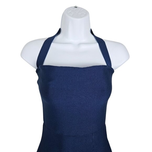 Womens Size XS Bandage Midi Halter Dress Ruffle Hem Zipper Closure Stretch Party - Picture 7 of 12